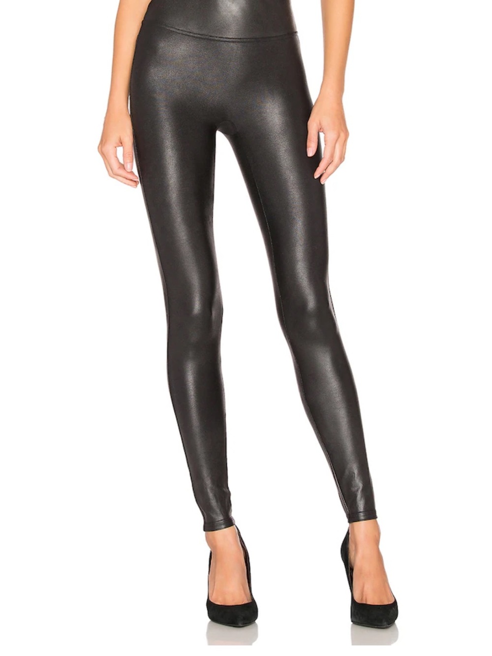 SPANX High-Waist Faux Leather Leggings in Black